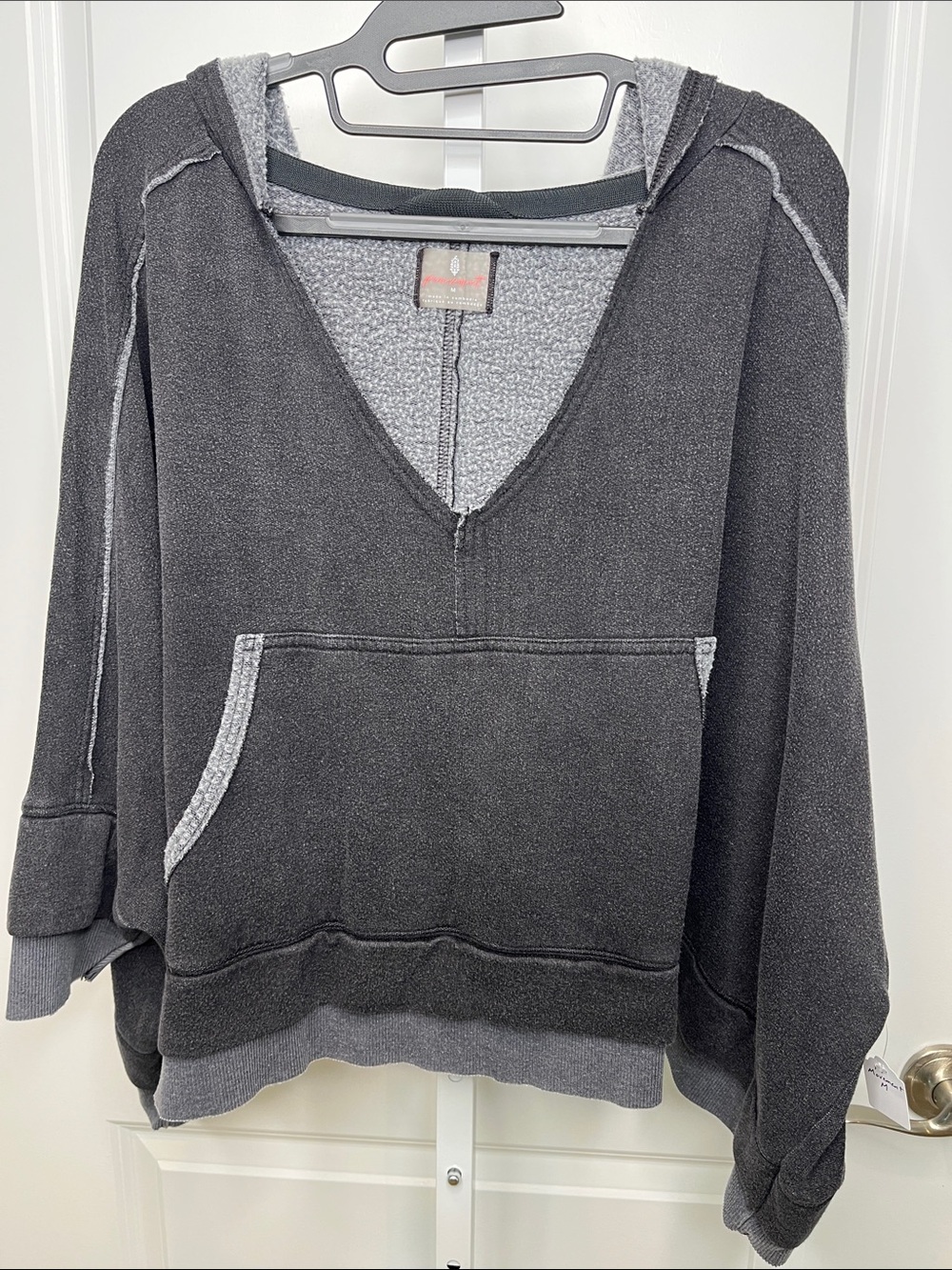 FP Movement by Free People Washed Oversized Charcoal Gray Hooded Pullover Medium